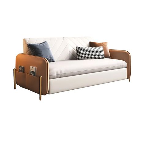 Everly Quinn Convertible 67" Sofa Bed Leath-Aire Upholstered With Storage Pocket | Wayfair Full Size Sofa Bed, Queen Size Sofa Bed, Upholstered Sofa Bed, White Convertible, Multi Functional Sofa, Sofa Cum Bed, Sofa Bed Frame, Twin Daybed With Trundle, Metal Daybed