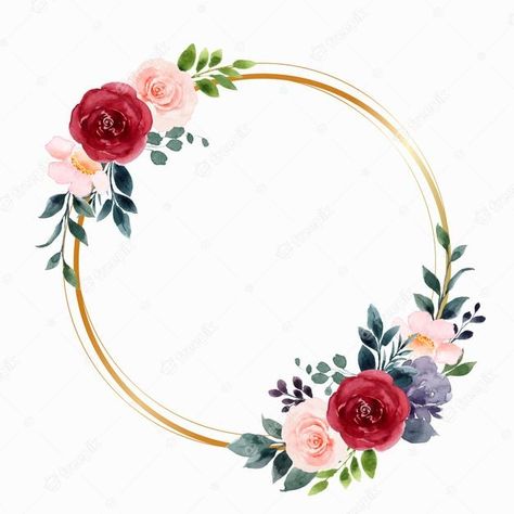 Circle Flower Frame, Red Floral Background, Pink Flowers Background, Circle Flower, Greeting Card Image, Floral Circle, Floral Cards Design, Circle Painting, Flower Graphic Design