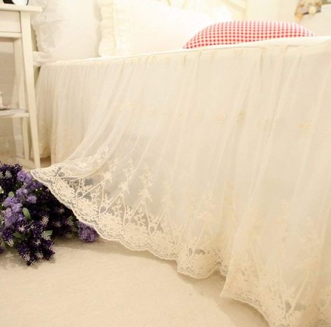 Girls Bed Sheets, White Lace Bedding, Lace Bed Skirt, Girls Bed, King Bedskirt, Bed Wrap, Teen Skirts, Lace Bedding, Ruffle Bed Skirts