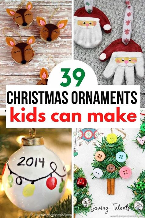 Here is a roundup of adorable DIY ornaments that kids can make! Your children will love making these Christmas crafts with you. Christmas Ornament Crafts For Kids, Ornament Crafts For Kids, Homeschool Christmas, Toddler Ornaments, Christmas Ornaments Diy Kids, Juleverksted For Barn, Kids Christmas Crafts, Easy Christmas Ornaments, Christmas Crafts For Toddlers