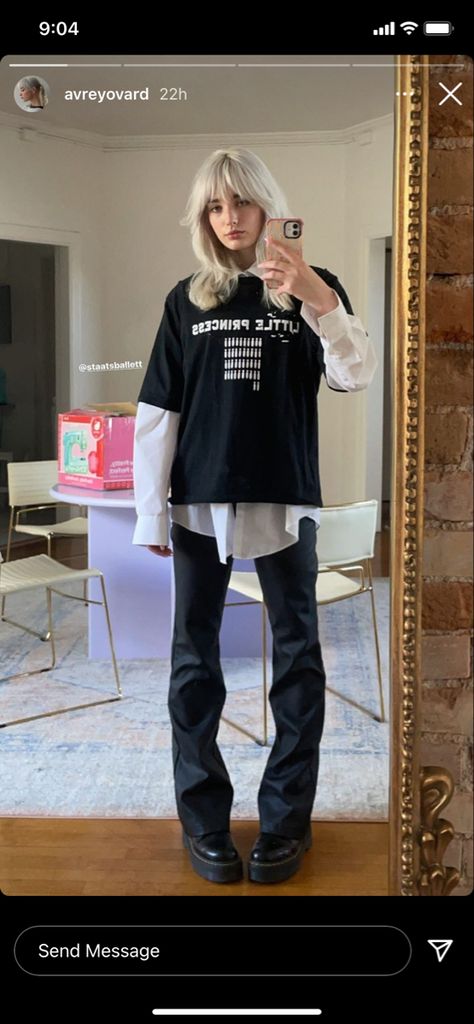 Black Shirt Layered Outfit, Collared Shirt Outfit Aesthetic, Ig Story Outfit, T Shirt Layering Outfit, White Collared Shirt Outfit, Blonde White Hair, Shirt Layering Outfit, White Button Down Outfit, Button Shirt Outfit