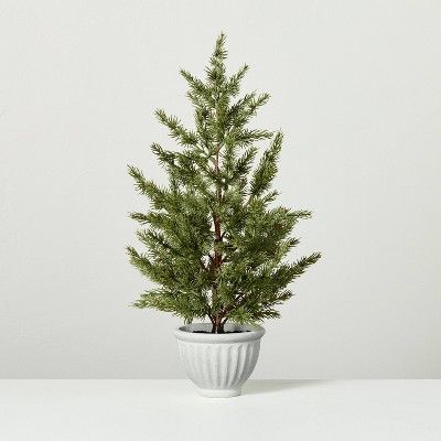 16″ Faux Spruce Tree in Fluted Pot - Hearth & Hand™ with Magnolia: Farmhouse Decor, Indoor Winter Artificial Plant Home Decor With Plants Living Rooms, Mini Tree Decor, Nordic Christmas Scandinavian Style, Magnolia Farmhouse Decor, Pine Tree Decor, Small Tabletop Christmas Tree, Christmas Scandinavian Style, Hearth Decor, Magnolia Farmhouse