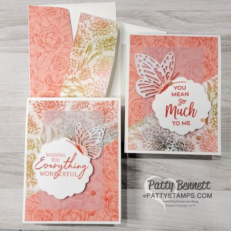 Stampin Up Cards 2024, Diagonal Cards, Sweet Christmas Card, Rose Bundle, Patty Bennett, Designer Paper Cards, Butterfly Handmade, Dsp Cards, Free Stamps