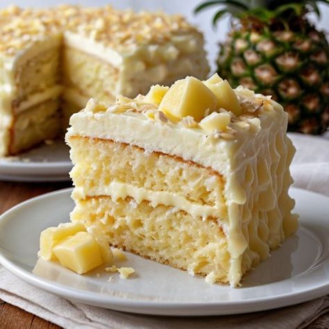 Kitchen Flavorista | Dive into the tropics with this Heavenly White Chocolate Pineapple Cake | Facebook White Chocolate Pineapple Cake, White Chocolate Pineapple, Chocolate Pineapple, Pineapple Cake, Simple Recipe, Chocolate Desserts, Let Them Eat Cake, 2 Cups, Eat Cake