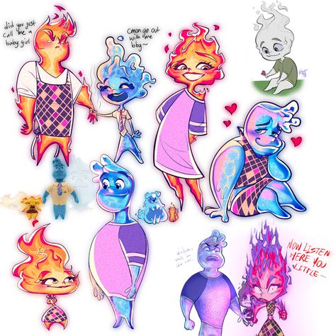 Disney Elemental, Fireboy And Watergirl, Different Drawing Styles, Fairytale Creatures, Disney Character Art, Chihiro Y Haku, Artist Problems, Fandom Drawing, Arte Van Gogh