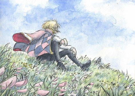 A 9"x12" painting of Howl from the Studio Ghibli film Howl's Moving Castle. Watercolor and ink on watercolor paper. All paintings are signed by the artist and shipped in a rigid envelope. Ink On Watercolor, Howl Pendragon, Howl's Moving Castle, Howls Moving Castle, Watercolor And Ink, Studio Ghibli, The Studio, Watercolor Paper, Watercolor Painting