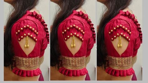 Trendy Blouse Designs Hands, Blouse Astin Designs Latest, Saree Blouse Work Designs Latest, Hand Blouse Designs, Hand Designs For Blouses, Blouse Thread Work, Blouse Hand Designs Latest, Normal Blouse Designs, Latest Fashion Blouse Designs