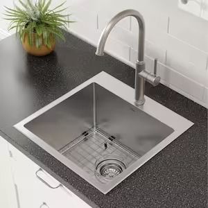 Standart PRO 18 in. Drop-In Single Bowl 16 Gauge Stainless Steel Kitchen Sink with Accessories Square Kitchen Sink, Drop In Kitchen Sink, Square Kitchen, Apron Sink Kitchen, Drain Opener, Drop In Sink, Square Sink, Steel Kitchen Sink, Single Bowl Kitchen Sink