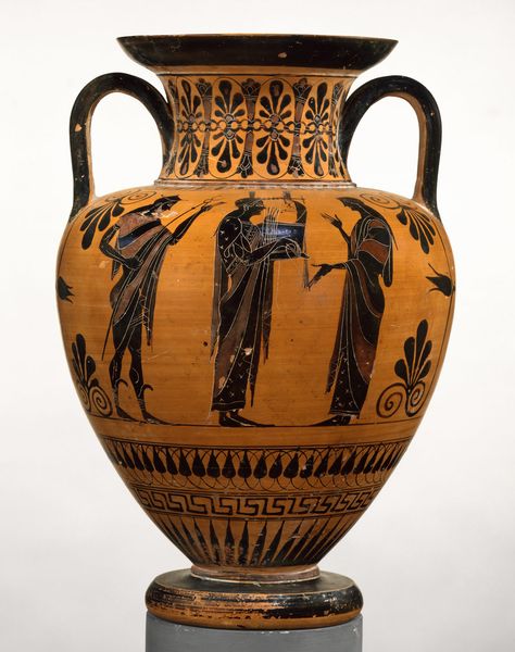 Historical Styles: I like the way there is a story depicted on the vase also the contrast/simplicity of colors Art Essay, Ancient Greek Pottery, Ancient Greek Art, Greek Pottery, Ancient Greek Architecture, Greek Vases, Black Figure, Roman Art, Greek Art