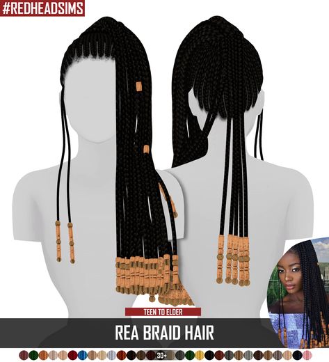 REA BRAID HAIR | 4K+ FOLLOWERS GIFTS | REDHEADSIMS - CC Hair Ts4, Sims 4 Afro Hair, Female Hairstyles, Alpha Cc, Sims 4 Black Hair, Cc Folder, Cc Hair, Skin Details, Sims 4 Game Mods