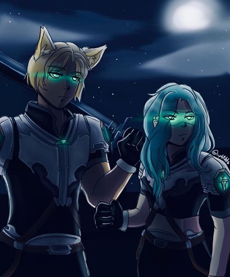 Garroth and Katelyn look so cool with the Guardian Forces uniform!! 💚💚🗡🛡By the way, I was wondering something while I was drawing… Lucinda Aphmau, Katelyn Aphmau, Aphmau Wallpaper, Aphmau My Street, Aarmau Fanart, Aphmau Memes, Aphmau Pictures, Aphmau And Aaron, Aphmau Characters