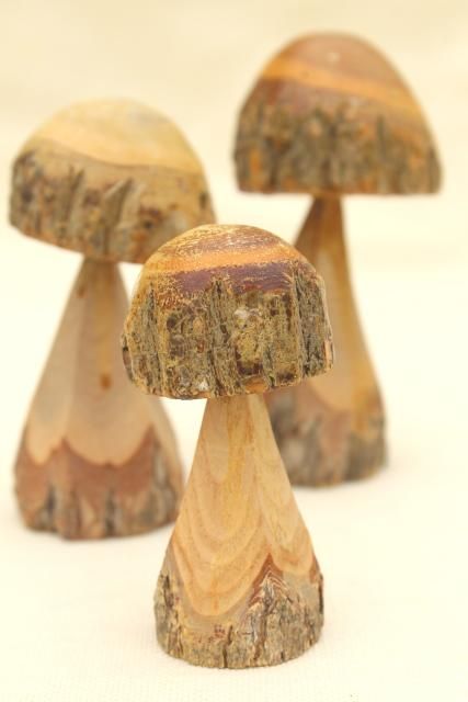 Wood Mushrooms, Farm And Garden, Rustic Wood Projects, Tiny Animals, Wood Spoon Carving, Mini Chainsaw, Wood Carving For Beginners, Wood Bark, Natural Tree