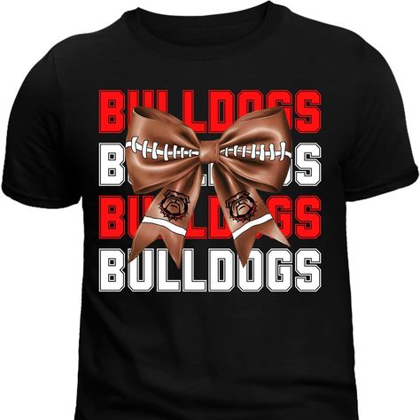 Some of you asked for a football bow shirt, here you go! Order yours today: https://cooperscustoms17.etsy.com/listing/1780179461 Ga Bulldog Shirts Vinyl, Ga Football, Georgia Bulldogs Shirt, Ga Bulldogs, Georgia Bulldogs Football, Go Dawgs, Sec Football, Bulldogs Football, Bulldog Shirt