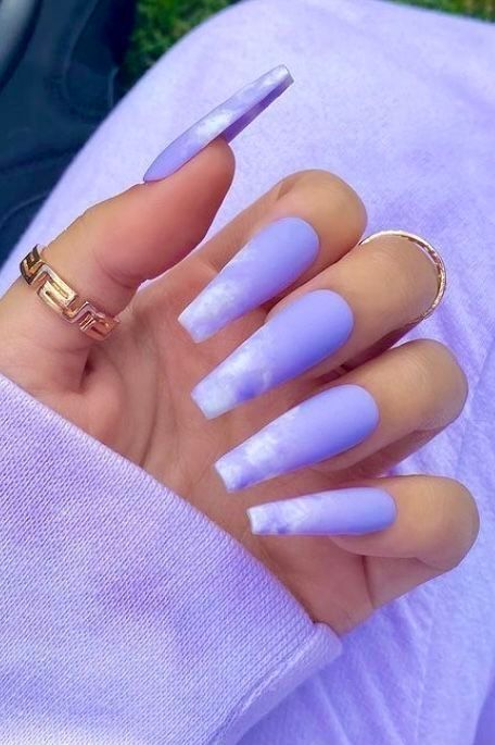 (paid link) How to Pick Nail Shapes - Round, Oval, Almond, coffin nails designs short Fresh Nail, Violet Nails, March Nails, April Nails, Purple Acrylic Nails, Winter Manicure, Spring Acrylic Nails, Long Acrylic Nail Designs, Lilac Blue