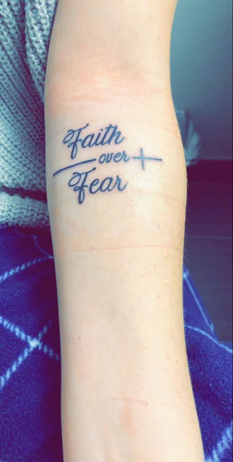 Bible Verse Wrist Tattoo For Men, Cute Scripture Tattoos, Christian Tats Women, Women Small Tattoos Ideas Simple, Faith Over Fear Tattoo With Cross, Cute God Tattoos, Tattoo Ideas Female Scriptures, Tattoo Ideas For God, Small Tattoos Bible Verses