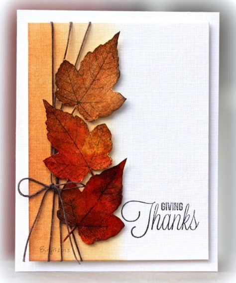 3 löv Thanksgiving Cards Handmade, Carte Halloween, Leaf Cards, Hello Cards, Crafting Supplies, Thanksgiving Cards, Handmade Greetings, Fall Cards, Card Tags