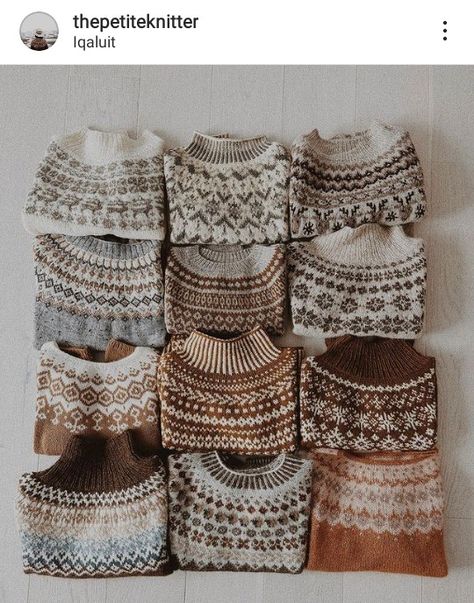 Knit Icelandic Sweater, Knitting Pattern Fair Isle, Icelandic Sweaters Pattern Knitting, Knitted Fair Isle Sweater Patterns, Fair Isle Knitting Sweater, Colorwork Yoke Sweater, Brown Fair Isle Sweater, Mens Fair Isle Sweater Knitting Pattern, Color Work Knitting Pattern Free