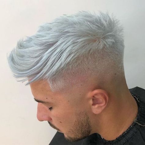 Mens Comb Over Haircut, Classic Hair Color, Platinum Silver Hair Color, Platinum Blonde Hair Men, Men's Hair Color, Hair Color For Men, Silver Hair Men, White Hair Men, Bleached Hair Men