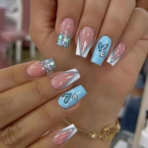 PRICES MAY VARY. 【High-Quality Press on Nails】:Our YEFIUO press on nails are thickened acrylic glossy fake nails with designs. Not only is it comparable to a nail salon, but it can also be done at home. Not only does it save you time and money, it also ensures that your nails will never break or split! 【DIY Nails That Wow】: With French designs,salon dip,acrylic nails,gel manicures,glue on nails,press ons manicures and more,YEFIUO has got you covered in the fashion colors,shapes,lengths,finishes, Unghie Nail Art, Glitter Nails Acrylic, Short Fake Nails, Butterfly Nail Art, Nagel Tips, Manicure Tips, Her Nails, Manicures Designs, Nailed It