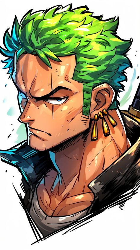 Zoro Face, Zoro Drawing, Tattoo Crane, Manga Face, One Piece Theme, رسم كاريكاتير, One Piece Cartoon, Zoro One Piece, One Piece Drawing