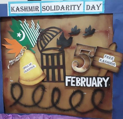 Kashmir Solidarity Day, Easel Ideas, Soft Board, Stage Ideas, School Board Decoration, Flowers Craft, Class Decor, Science Projects For Kids, School Decor