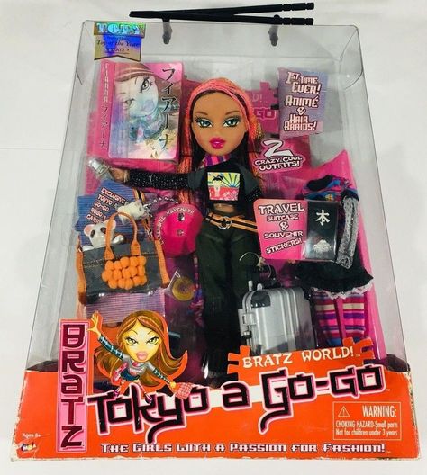 Bratz Tokyo A Go-Go Fianna Doll, Bratz World Collector. Anime Braids, Japan. 2004. Cardboard corners of package are worn/damaged- see pictures. Any questions please ask. I ship within 24 hours of pay Bratz Packaging, Fianna Bratz, Bratz Tokyo A Go Go, All Bratz Dolls, Anime Braids, Doll Packaging, Dc Superhero Girls Dolls, Bratz Doll Outfits, Diy Clothes Design