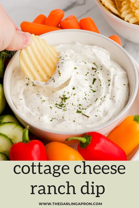 Cottage Cheese Sour Cream Ranch Dip, Whipped Cottage Cheese Ranch Dip, Chip Dip With Cottage Cheese, Cottage Cheese Cream Cheese Dip, Cottage Cheese Ranch Dip Recipe, Whipped Cottage Cheese Dip Recipes, Veggie Dip With Cottage Cheese, Cottage Cheese Mustard Dip, Savory Cottage Cheese Dip