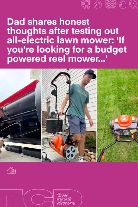 The electric mower operates much quieter than the typical roar of even the smallest combustion mower. Electric Mower, Reel Mower, Yard Tools, Induction Stove, Cool Picks, Lawn Mowers, Lawn Mower, How To Run Longer, Lawn