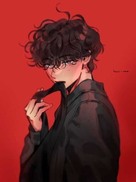 Curly Guy Hair Drawing, Curly Hair Drawing Reference, Brown Hair Anime Boy, Anime Boy Art, Anime Curly Hair, Brown Hair Male, Boy Hair Drawing, Oc Concept, Brown Hair Boy