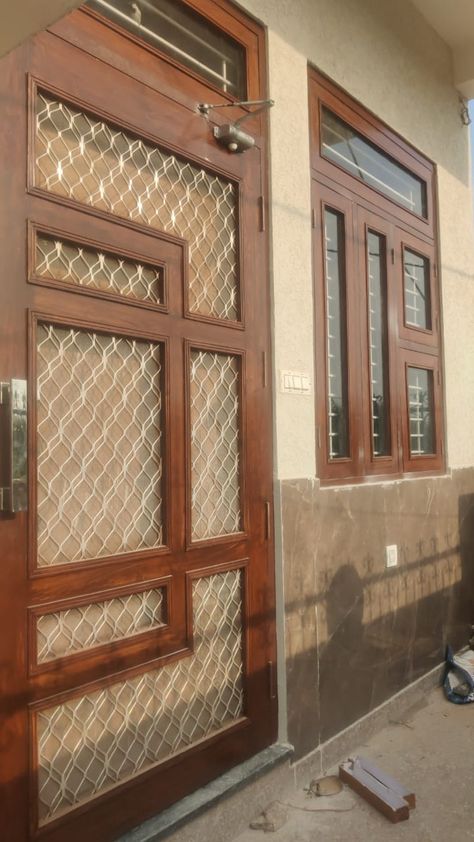 Net Door Design Wooden Modern, Door Design Jali, Mesh Doors Design For Main Door, French Doors With Sidelights, Jali Door, Centre Table Living Room, Net Door, Main Doors, Danish Image