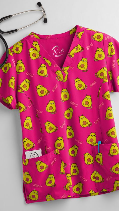 With cute, print scrubs! Nurse Outfit Scrubs, Vet Scrubs, Scrubs Pattern, Fun Scrubs, Stylish Scrubs, Cute Scrubs, Scrubs Outfit, Tøp Aesthetic, Uniform Advantage