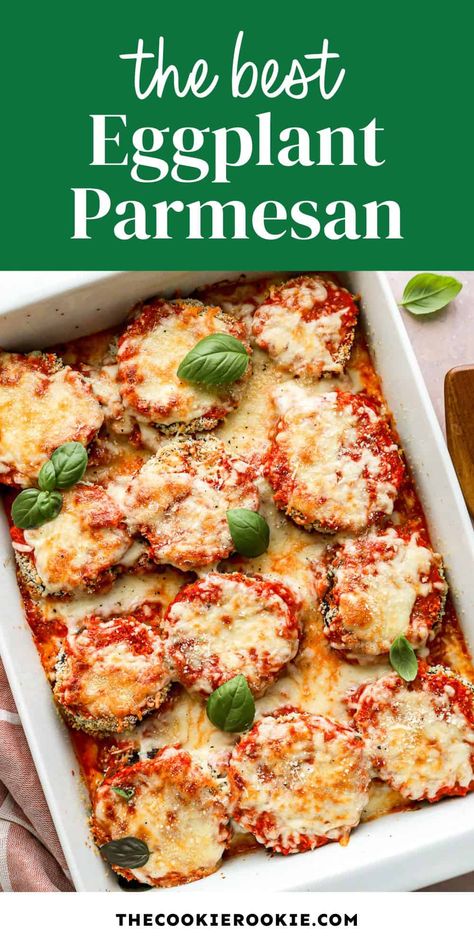 This easy eggplant Parmesan is coated in crispy Panko breadcrumbs and double-baked-- no fussy frying required! Eggplant Recipes Easy Baked, Eggplant Parmesan Easy, Easy Eggplant Parmesan, Vegan Eggplant Parmesan, Easy Eggplant, Zucchini Casserole Recipes, Eggplant Recipes Easy, Eggplant Parmesan Baked, Eggplant Recipes Parmesan