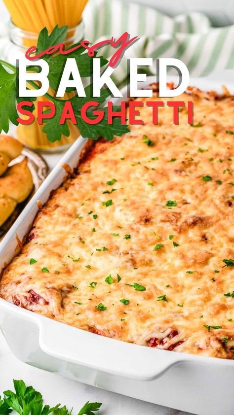 Yes, this is the Ultimate Baked Spaghetti recipe made with layers of rich meat sauce and creamy sauce, then topped with cheese! Make it any night of the week for a hearty delicious meal. Leftover Spaghetti Sauce Ideas, Southern Baked Spaghetti, Ultimate Baked Spaghetti, Easy Baked Spaghetti, Leftover Spaghetti, Baked Spaghetti Casserole, Baked Spaghetti Recipe, Comfort Pasta, Spaghetti Casserole