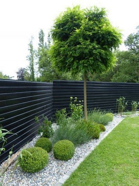 Simple Garden Designs, Funny Vine, Black Fence, Small Front Yard Landscaping, Modern Backyard Landscaping, Fence Landscaping, Modern Fence, Modern Backyard, Have Inspiration