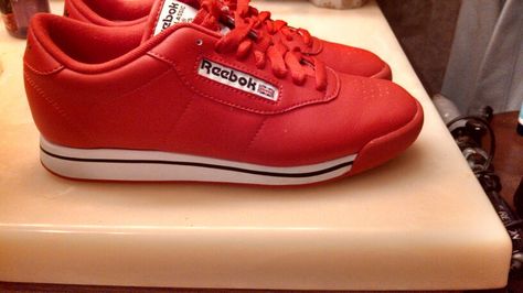 My Red Reebok's that I got an amazing deal on !!! Red Reebok, Sneakers, Red