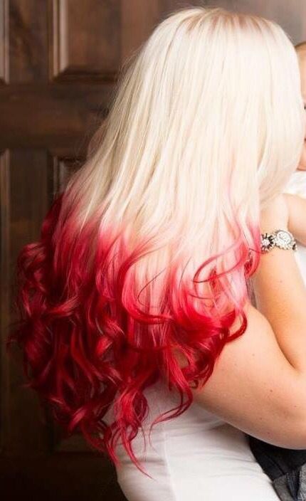 Loved my red... Taking it all the way up next time. Platinum Blonde With Red Underneath, Half Red Half White Hair, White Hair With Red Tips, Blonde Hair Red Tips, Red And White Hair Color, Bright Red And Blonde Hair Color, Burgundy Blonde Hair, Blonde Hair With Red Tips, Red And White Hair