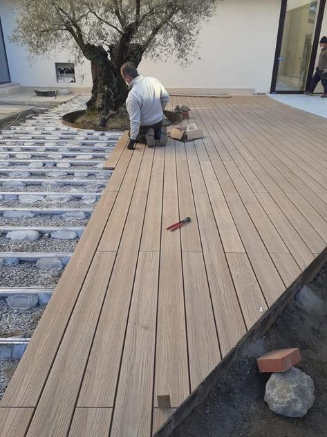 Wooden Deck, Patio Deck Designs, Deck Designs Backyard, Patio Flooring, Backyard Inspiration, Diy Deck, Outdoor Gardens Design, Wooden Decks, Outdoor Decor Backyard