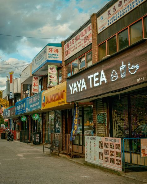 Businesses on Whitney Avenue in Elmhurst, Queens, New York Queens New York Aesthetic, Elmhurst Queens, Flushing Queens, Queens New York, New York Aesthetic, Hotel Motel, White Car, Posters Framed, City Car