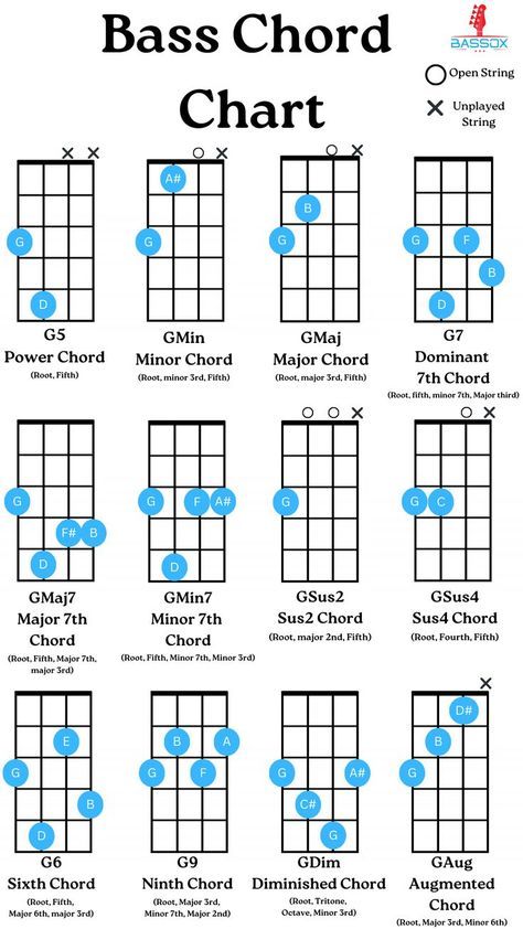 Bar Chords Guitar Charts, Basic Guitar Chords Chart, Bass Tablature, Bass Chords, Basic Guitar Chords, Bass Guitar Notes, Bass Guitar Scales, Learn Bass Guitar, Guitar Chords And Scales