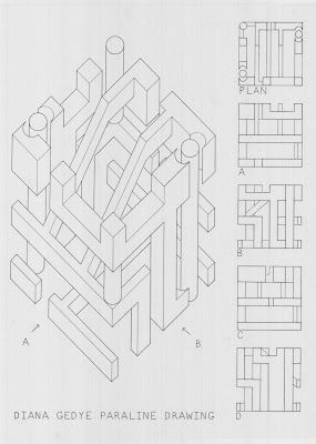 Creational Complex: Paraline drawing(axonometric) Paraline Drawing, Axonometric Drawing Object, Paraline Drawing Architecture, Axonometric Line Drawing, Architectural Exploded Axonometric, Axonometric Exploded Architecture, Structure Exploded Axonometric, 3d Composition, Architectural Composition