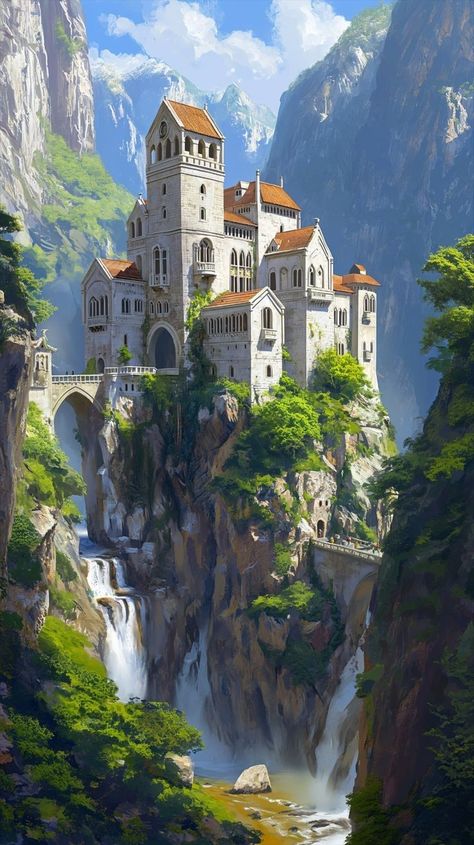 Fantasy Environment, Cold Places, Fantasy Buildings, Fantasy Town, Building Concept, Fantasy Theme, Fantasy House, Fantasy City, Fantasy Castle