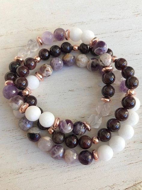 Bracelet Stacks, Healing Gemstone Bracelets, Loc Jewelry, Hematite Bracelet, Jade Gemstone, Lava Beads, Rosary Bracelet, Crystal Beads Bracelet, Bracelet Ideas