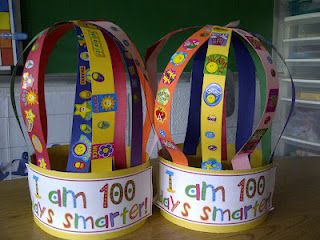 10 paper strips with ten decorations on each one stapled at the top of each crown! 100 Days Of School Crown, Tk Classroom, 100 Días De Clases, 100s Day, 100 Day Of School Project, Teaching Holidays, 100 Day Celebration, Kindergarten Fun, School Celebration