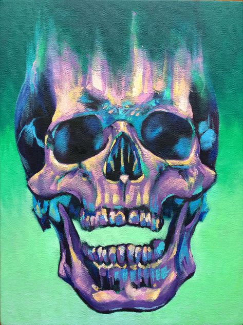 Noel Badges Pugh, Diy Art Projects Canvas, Bright Colors Art, Psy Art, Skull Painting, Creepy Art, Diy Canvas Art Painting, Painting Art Projects, Art Business