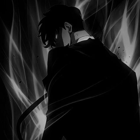 Sung Jin Woo Black And White, Cold Anime Pfp, Cold Pfp, Black Background Painting, Japanese Wallpaper Iphone, Shinra Kusakabe, Evil Smile, Anime Photo Profile Dark, Anime Love Quotes