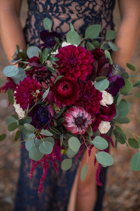 Dahlia Bridal Bouquet, Dahlia Wedding Bouquets, Dahlia Wedding, Protea Bouquet, Dahlias Wedding, Burgundy Dahlia, Burgundy Bouquet, Dahlia Bouquet, Navarre Beach