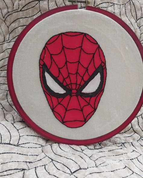 Beautiful hand embroidered hoop with fabric painting to enhance it Spiderman Embroidery, Spiderman Hand, Embroidered Hoop, Hand Embroidery Design, App Icon Design, Fabric Painting, Beautiful Hand, App Icon, Embroidery Design