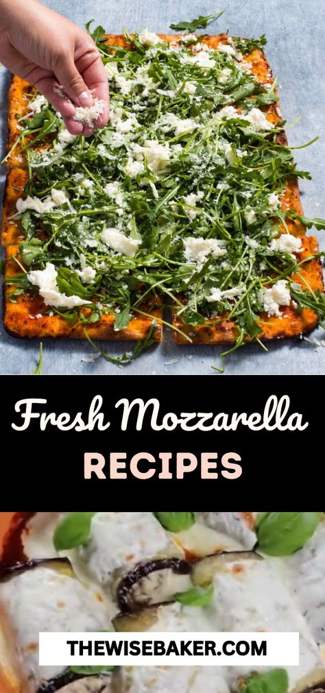 Discover 12 simple and delicious recipes featuring fresh mozzarella. From classic caprese salads to baked mozzarella dishes, these easy-to-make recipes will elevate your meals with the creamy, rich flavor of this versatile cheese. Perfect for quick weeknight dinners or impressive appetizers, these mozzarella-based dishes are sure to become your go-to favorites How To Use Fresh Mozzarella, Fresh Mozzarella Uses, Snacks With Mozzarella Cheese, Recipes Using Fresh Mozzarella Cheese, Mozzarella Dishes, Recipes With Fresh Mozzarella, Fresh Mozzarella Recipe Meals, Using Fresh Mozzarella, Fresh Mozzarella Recipes