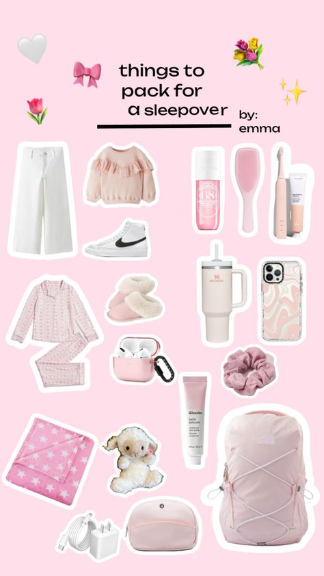 ￼Things to pack for a sleepover inspo #sleepover#pack#cute💐🩵 Things To Buy For A Sleepover, What To Pack For A Sleepover Checklist, Things To Pack For A Sleepover, What To Pack For A Sleepover, Pack For A Sleepover, Sleepover Packing, Sleepover Packing List, Sleepover Essentials, Teen Sleepover