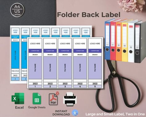 Folder Backs Label Excel and Google Sheets Template - Etsy Printable Folder, Budget Template Free, Folder Labels, Office Files, Getting Rid Of Clutter, Office Paper, Template Google, Budget Template, Invoice Template